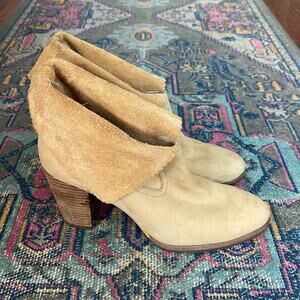 UGG Thames Nubuck suede leather stacked heel foldover ankle bootie sz 8